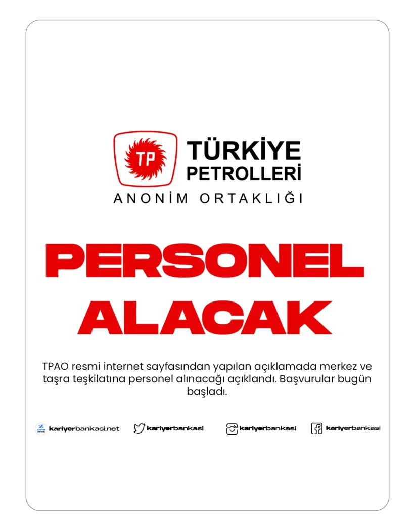 Türkiye petrolleri personel alımı