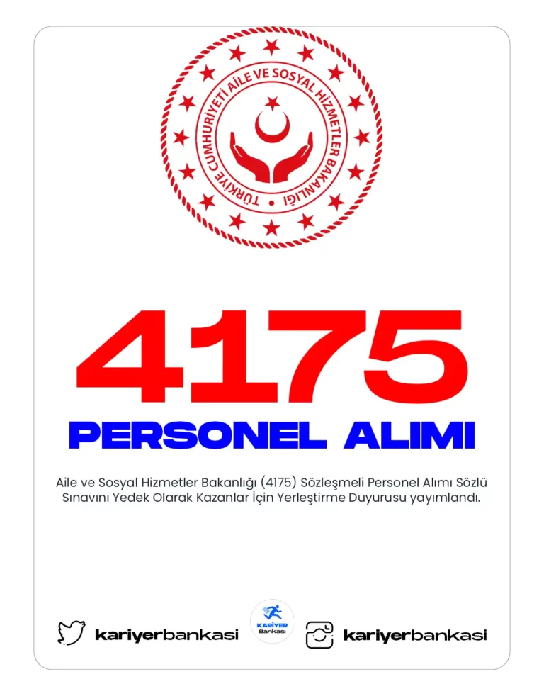 4175 PERSONEL ALIMI YEDEK SONUÇLARI