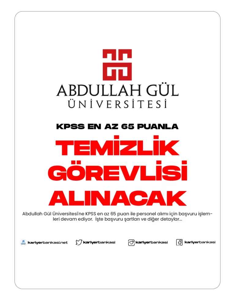 Kpss en az 65 puan ile personel alımı