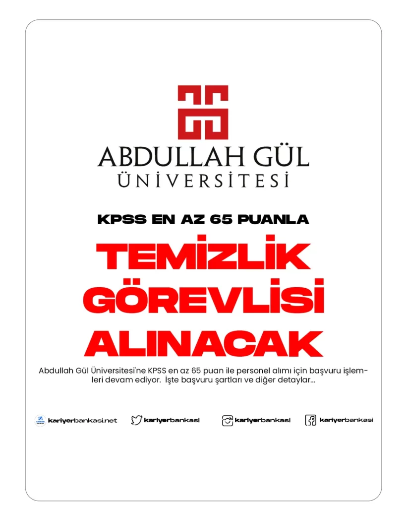 Kpss en az 65 puan ile personel alımı