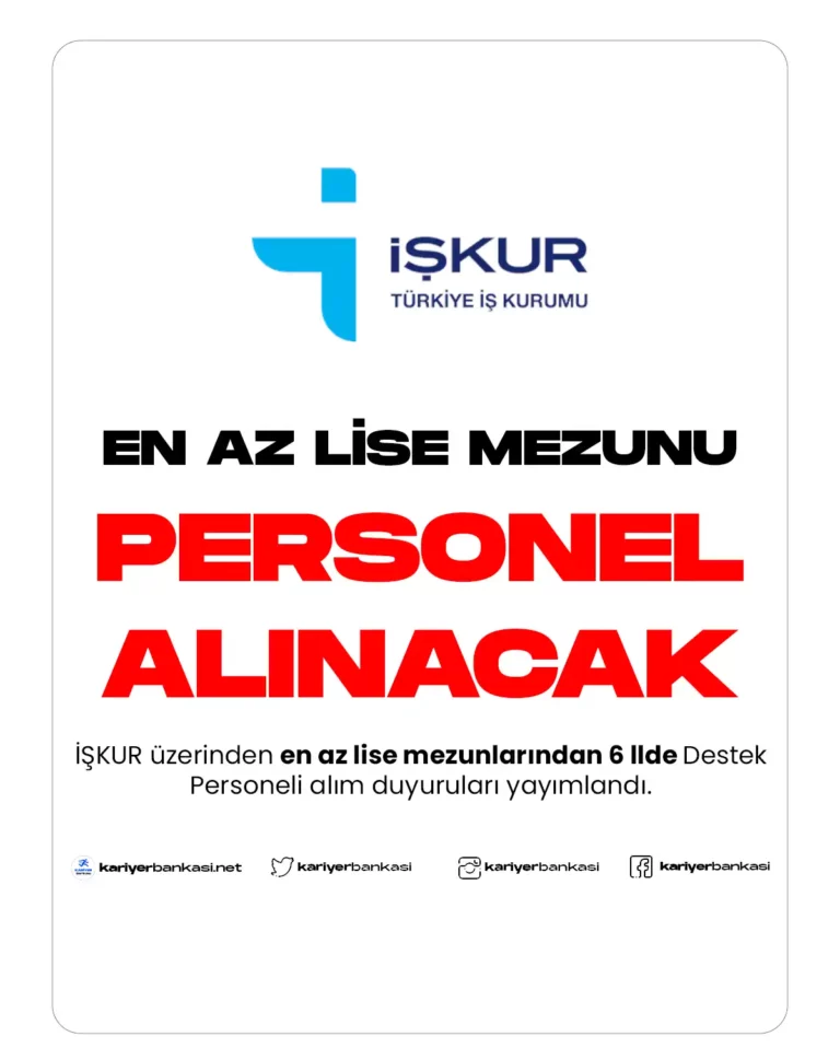 destek personeli alınacak