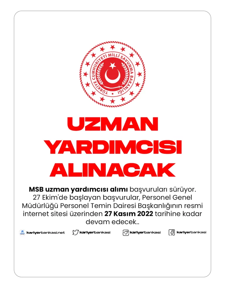 msb uzman yardımcısı alımı