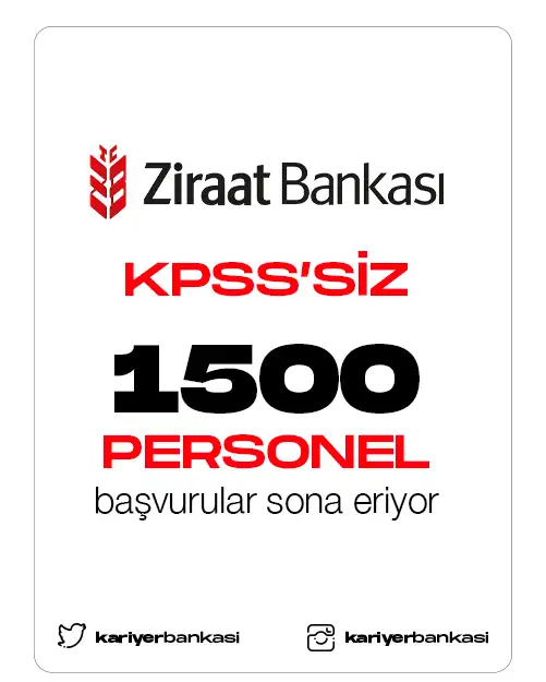 Ziraat Bankası KPSS Şartsız Personel Alıyor