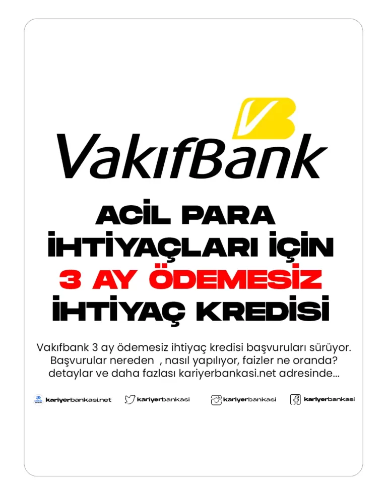 VAKIFBANK 3 AY ÖDEMESİZ KREDİ