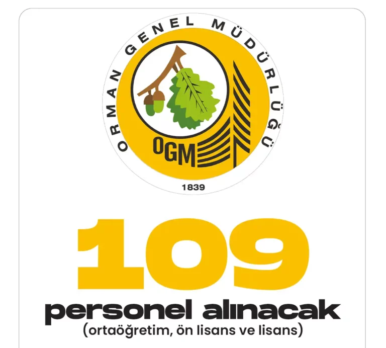 Tarım ve Orman Bakanlığı 109 personel alımı yapacak.