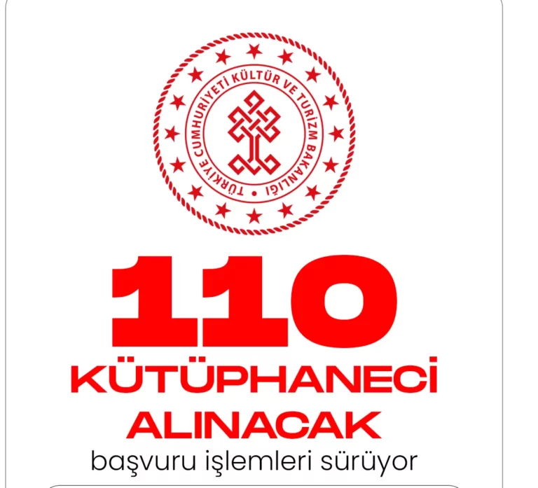 Kültür ve Turizm Bakanlığı 110 kütüphaneci alımı için başvuru işlemleri sürüyor. Başvurular 19 Aralıkta sona erecek.