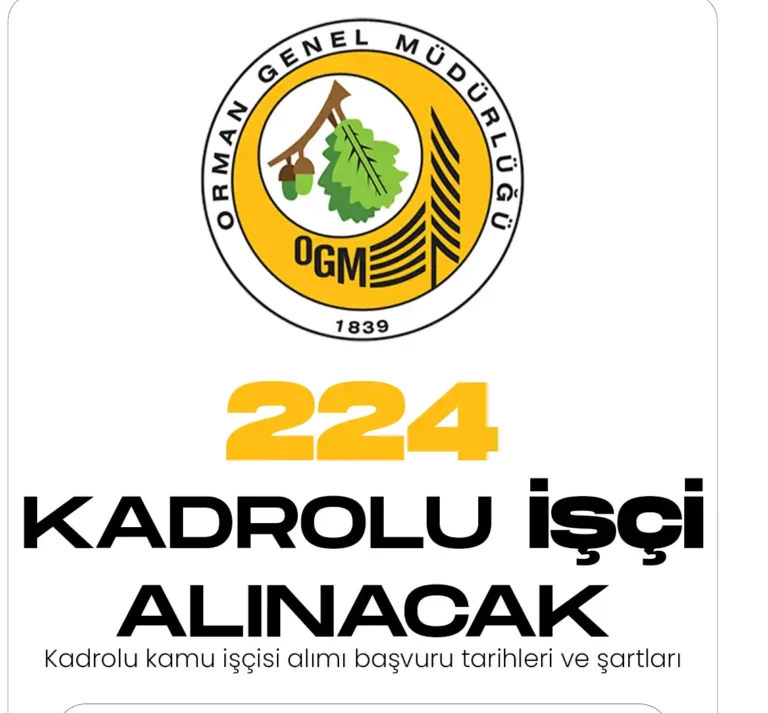 OGM 224 Kadrolu kamu işçisi alımı başvuruları İŞKUR üzerinden alınacak.