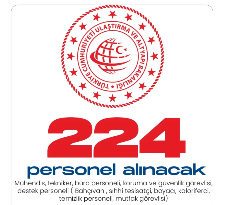 Ulaştırma ve Altyapı Bakanlığı 224 Personel Alımı Yapacak.