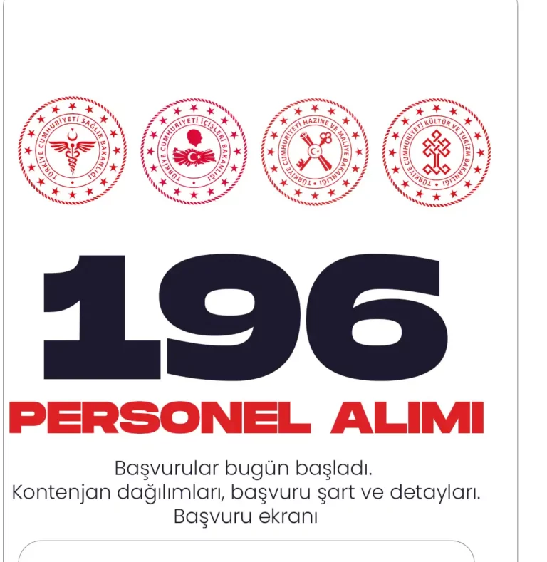 4 Bakanlığa 196 personel alımı başvuruları bugün başlıyor.