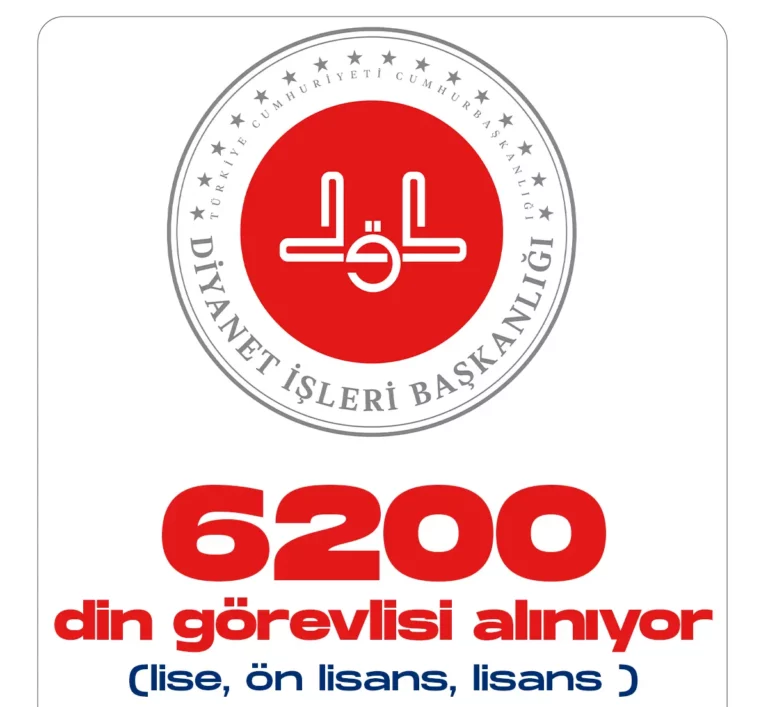 Diyanet İşleri Başkanlığı 6200 din görevlisi alıyor.