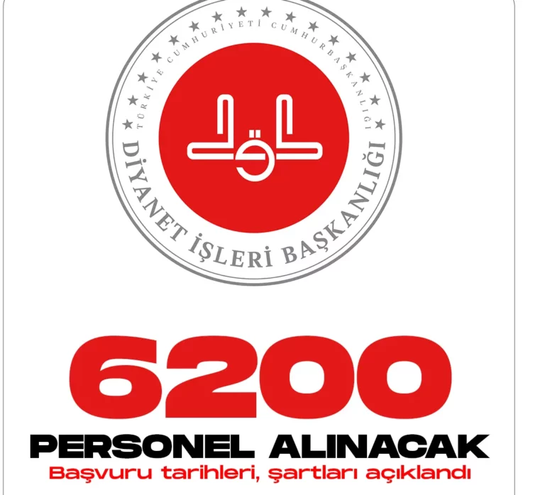 Diyanet İşleri Başkanlığı 6200 personel alımı yapacak.