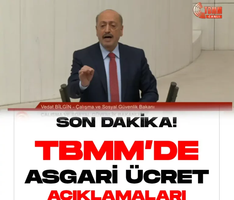 Son Dakika TBMM'de Asgari Ücret Açıklaması geldi. Çalışma ve Sosyal Güvenlik Bakanı Vedat Bilgin, asgari ücret açıklamalarında bulunuyor...