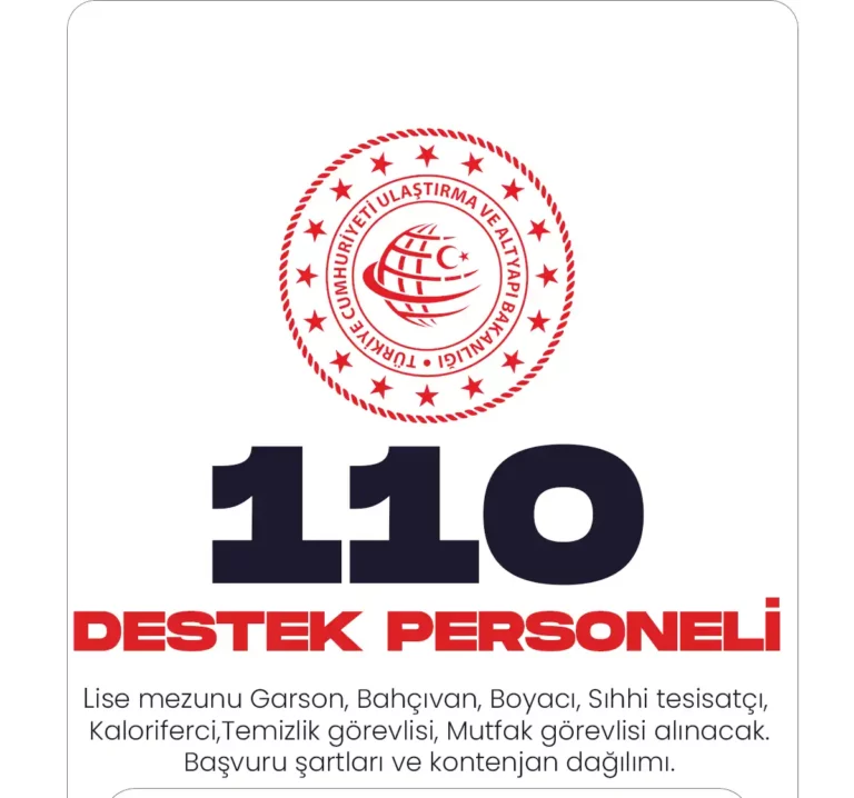 Ulaştırma ve Altyapı Bakanlığı destek personeli alımı başvuruları devam ediyor.