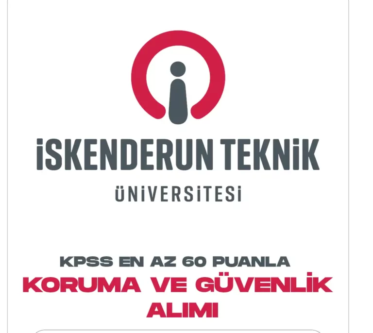 İskenderun Teknik Üniversitesi Koruma ve Güvenlik Görevlisi alımı başvuru süreci devam ediyor. İlgili alım 6 Aralık 2022 tarihinde Resmi Gazete'de yayımlanmış, İskenderun Üniversitesi'ne Kadın-Erkek sözleşmeli personel alımı yapılacağına yer verilmişti.