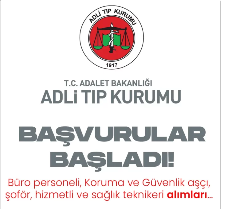 Adli Tıp Kurumu 40 personel alımı için başvuru işlemleri bugün başladı. Başvurular 25 Aralık saat 23:59 itibariyle son bulacak.