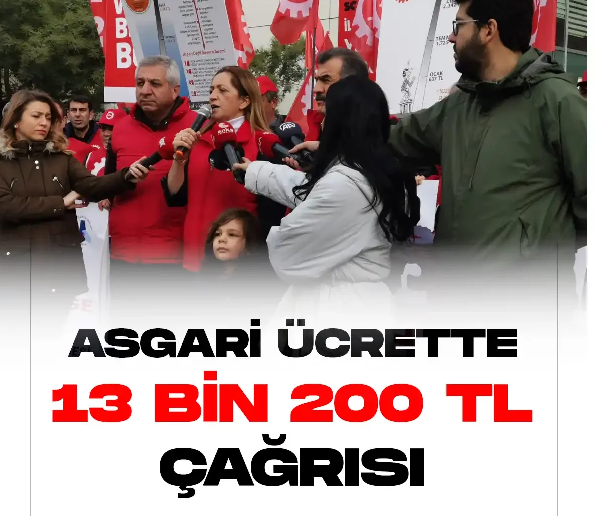 DİSK İstanbul Bölge temsilcisi Asalettin Arslanoğlu, asgari ücretin 2023 yılı için net 13 bin 200 TL olmasına yönelik taleplerini yineledi.