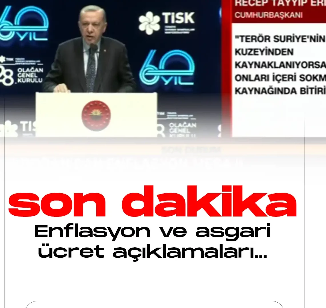 Cumhurbaşkanı Erdoğan asgari ücret ve enflasyon konusunda son dakika açıklamaları yapıyor.