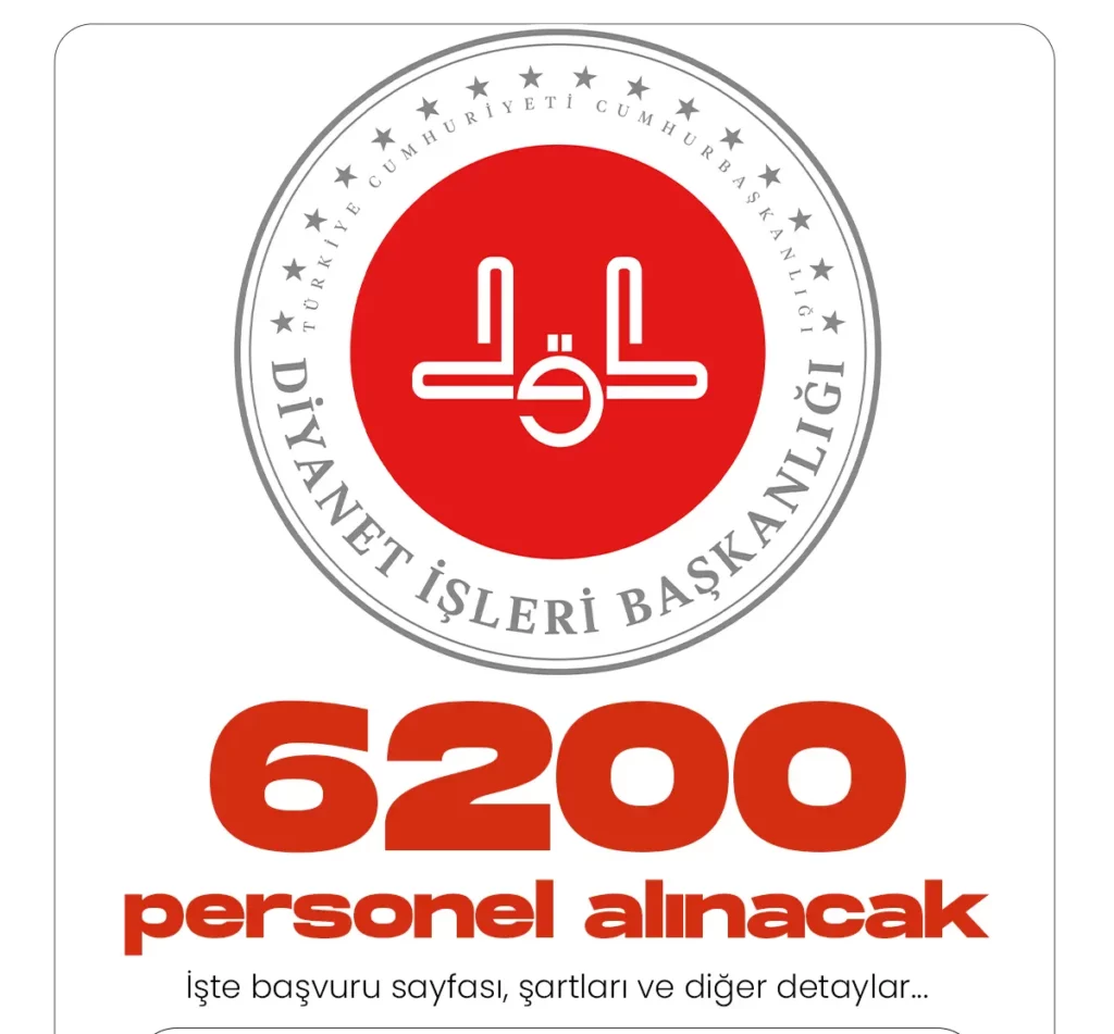 Diyanet İşleri Başkanlığı 6200 personel alımı için başvuru işlemleri 26 Aralık itibariyle başlıyor.