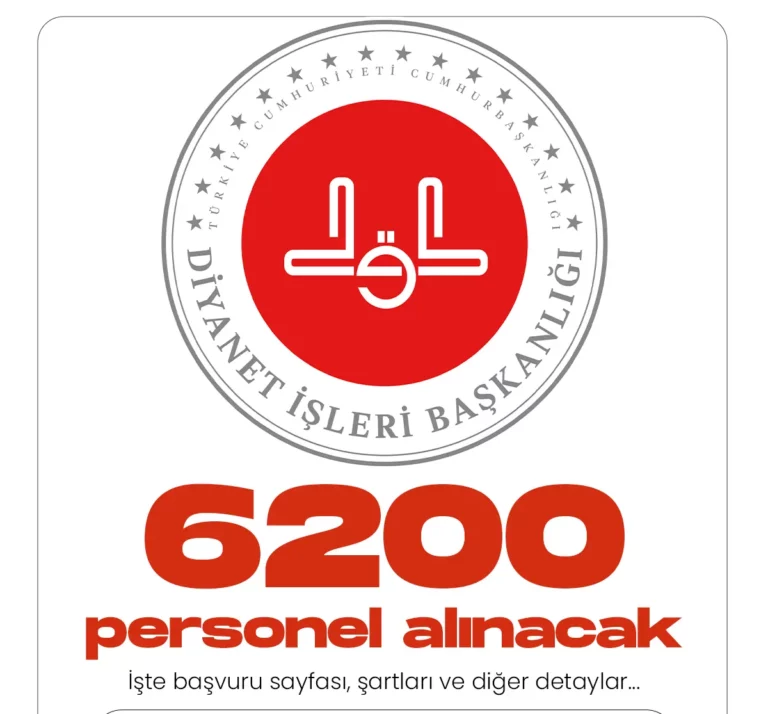 Diyanet İşleri Başkanlığı 6200 personel alımı için başvuru işlemleri 26 Aralık itibariyle başlıyor.