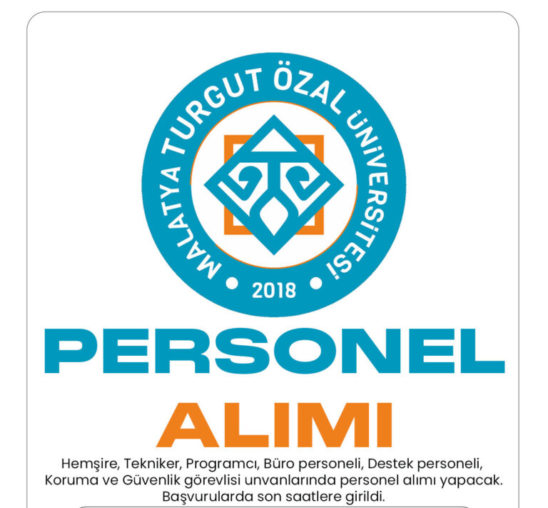 Malatya Turgut Özal Üniversitesi personel alımı başvuru sürecinde son saatlere girildi. Malatya Turgut Özal Üniversitesi personel alımı başvuru sürecinde son saatlere girildi. 15 Aralık 2022 tarihinde yayımlanan duyuruda, Malatya Turgut Özal Üniversitesine Hemşire, Tekniker, Programcı, Büro personeli, Destek personeli, Koruma ve Güvenlik görevlisi unvanlarında 43 sözleşmeli personel alımı yapılacağı kaydedildi.