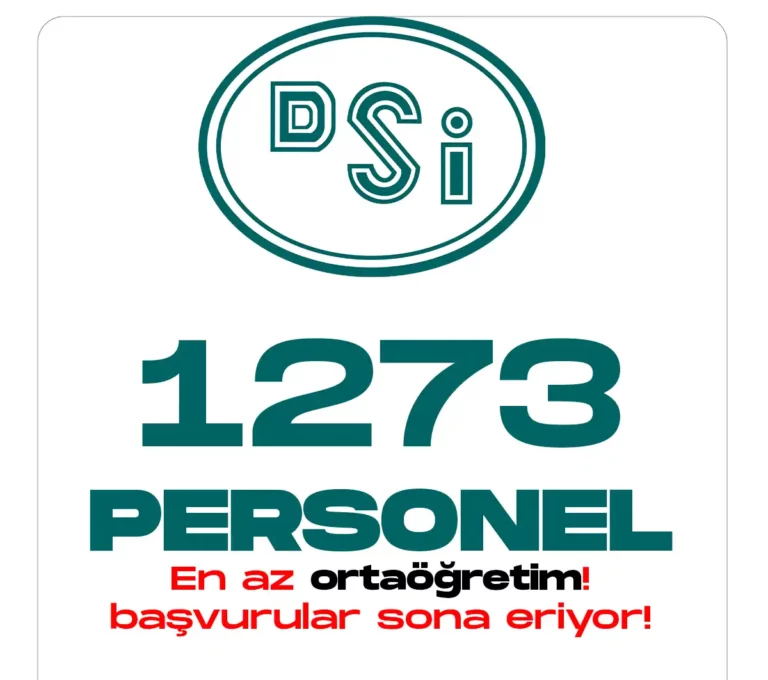 Devlet Su İşleri Genel Müdürlüğü 1273 personel alımı başvuruları sona eriyor.