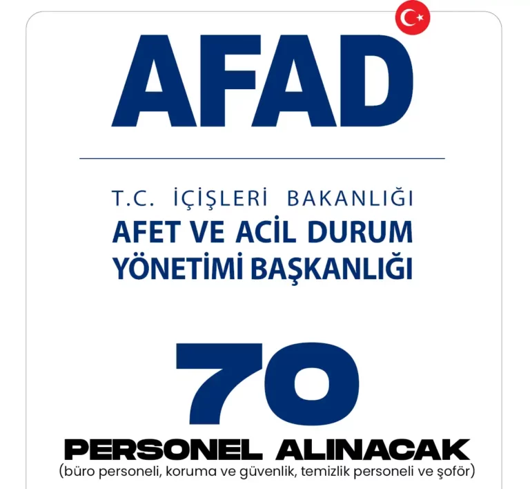 AFAD 70 personel alımı yapacak.