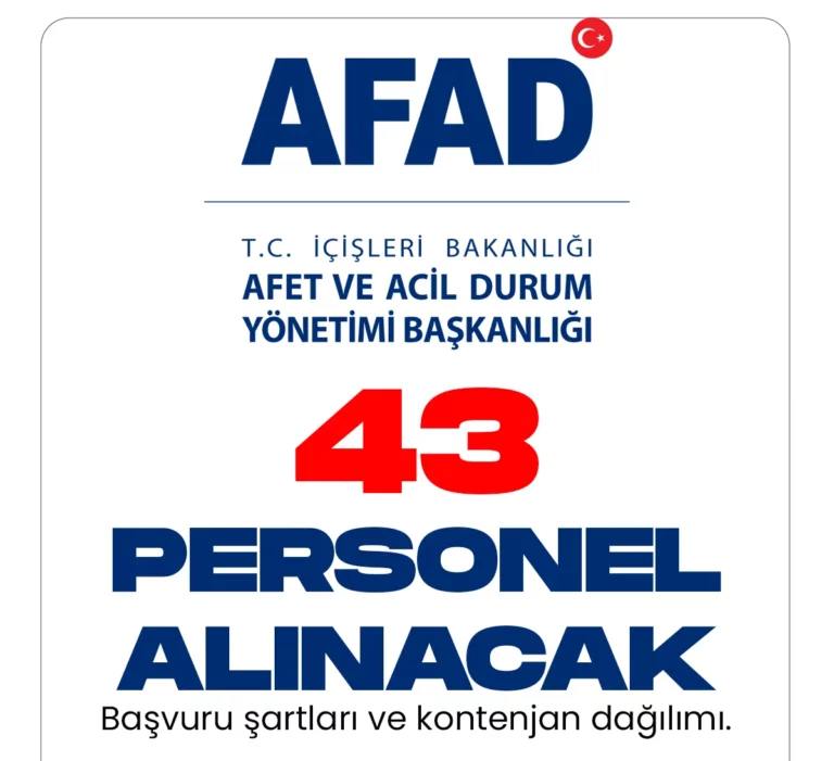 İçişleri Bakanlığı Afet ve Acil Durum yönetimi Başkanlığı personel alımı başvuru süreci devam ediyor.İ