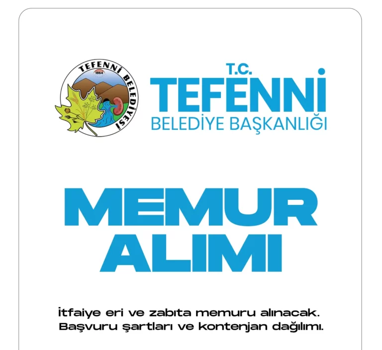 Burdur Tefenni Belediyesi memur alımı başvuruları 30 Ocak itibarıyla başladı.
