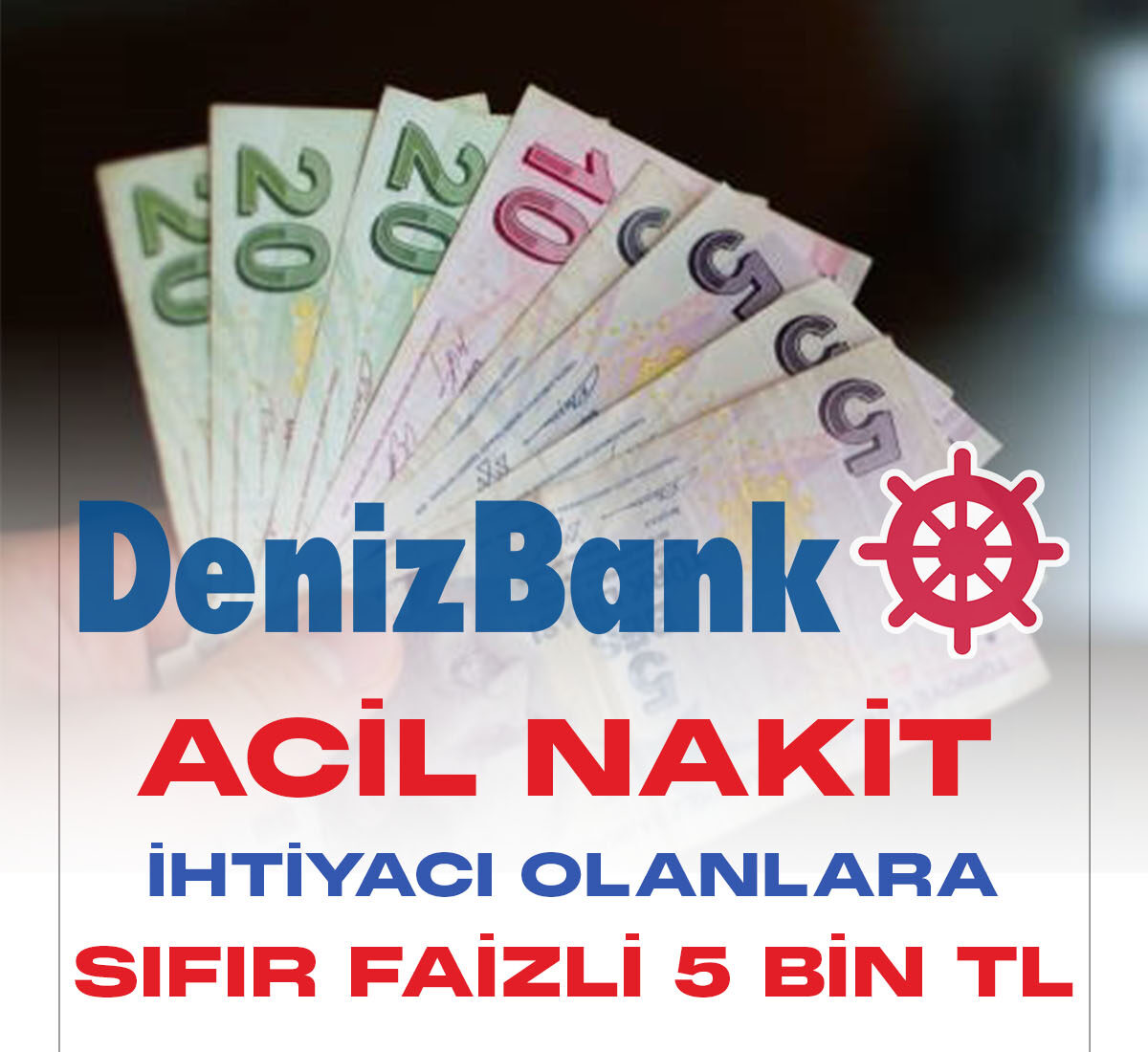 Denizbank 0 faizle 5 bin TL taksitli nakit avans kampanyası başladı. Y