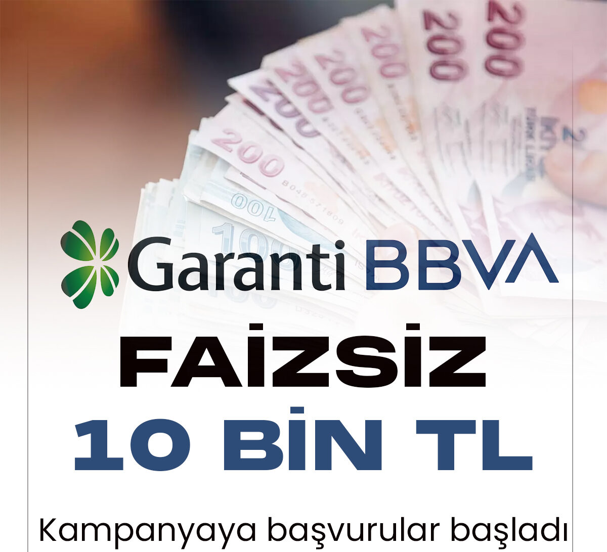 Garanti Bankası nakit ihtiyacı olanlara faizsiz 10 bin TL'ye kadar taksitli nakit avans kampanyası sunuyor.
