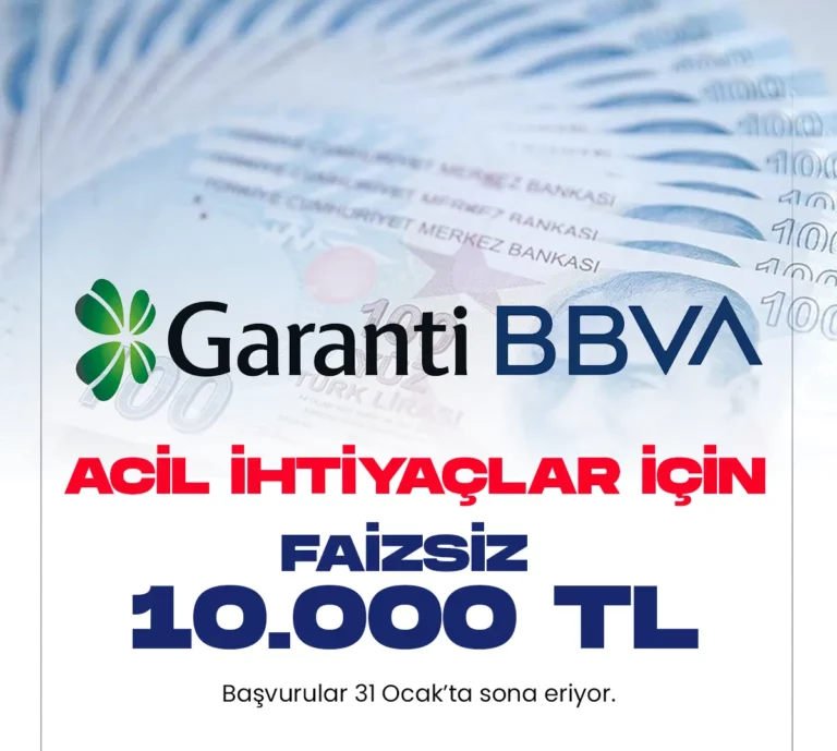 Garanti BBVA acil nakit ihtiyaçlar için faizsiz 10 bin TL'ye kadar taksitli nakit avans kampanyası başlattı.