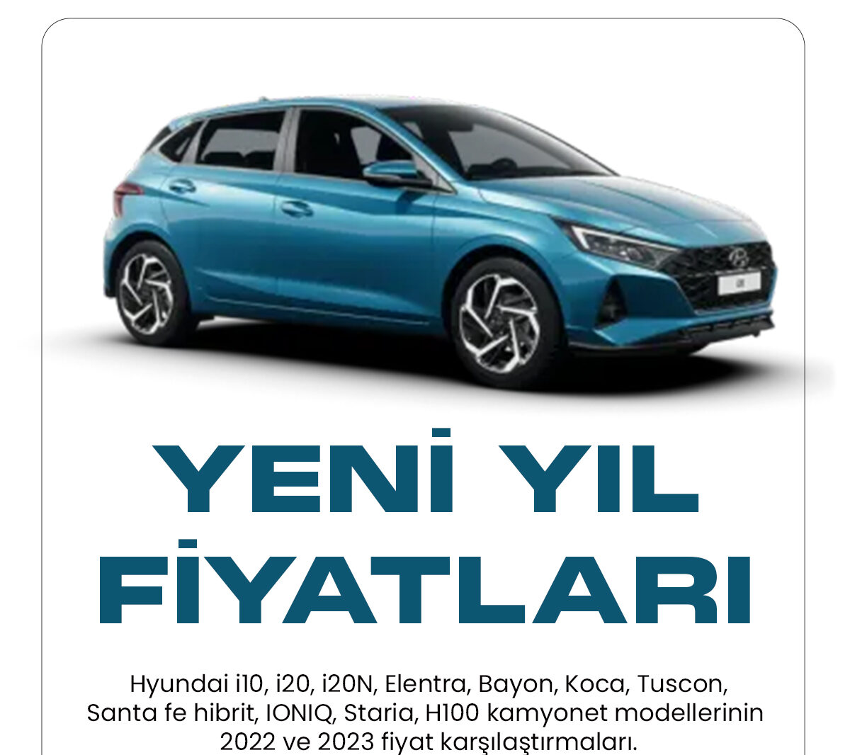 Hyundai Ocak fiyat listesi yayımlandı. Türkiye'de en uygun fiyatlı araç markası olan Hyundai, 2023 Ocak fiyat listesini paylaştı. Hyundai markalı araç modelleri, ülkemizde hem kadın hem de erkek sürücüler tarafından en sık tercih edilen modeller arasında yer alıyor.