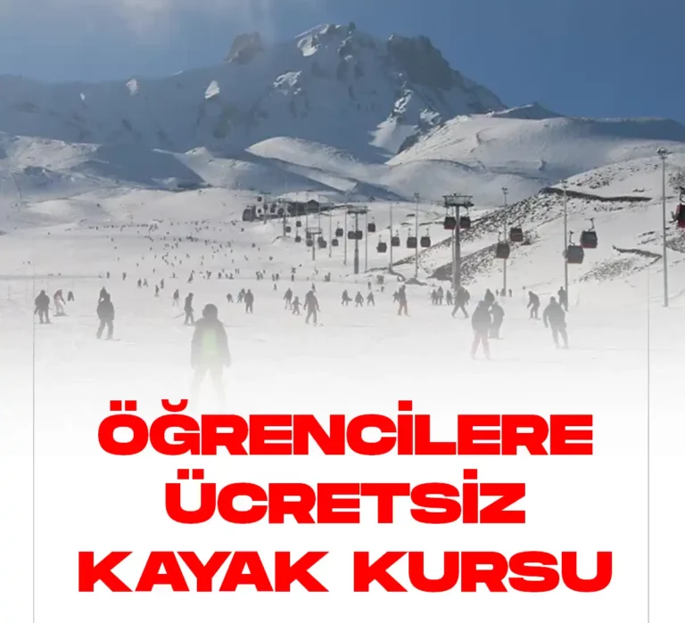 Erzurum Palandöken kayak merkezinde Öğrencilere ücretsiz kayak kursu veriliyor.