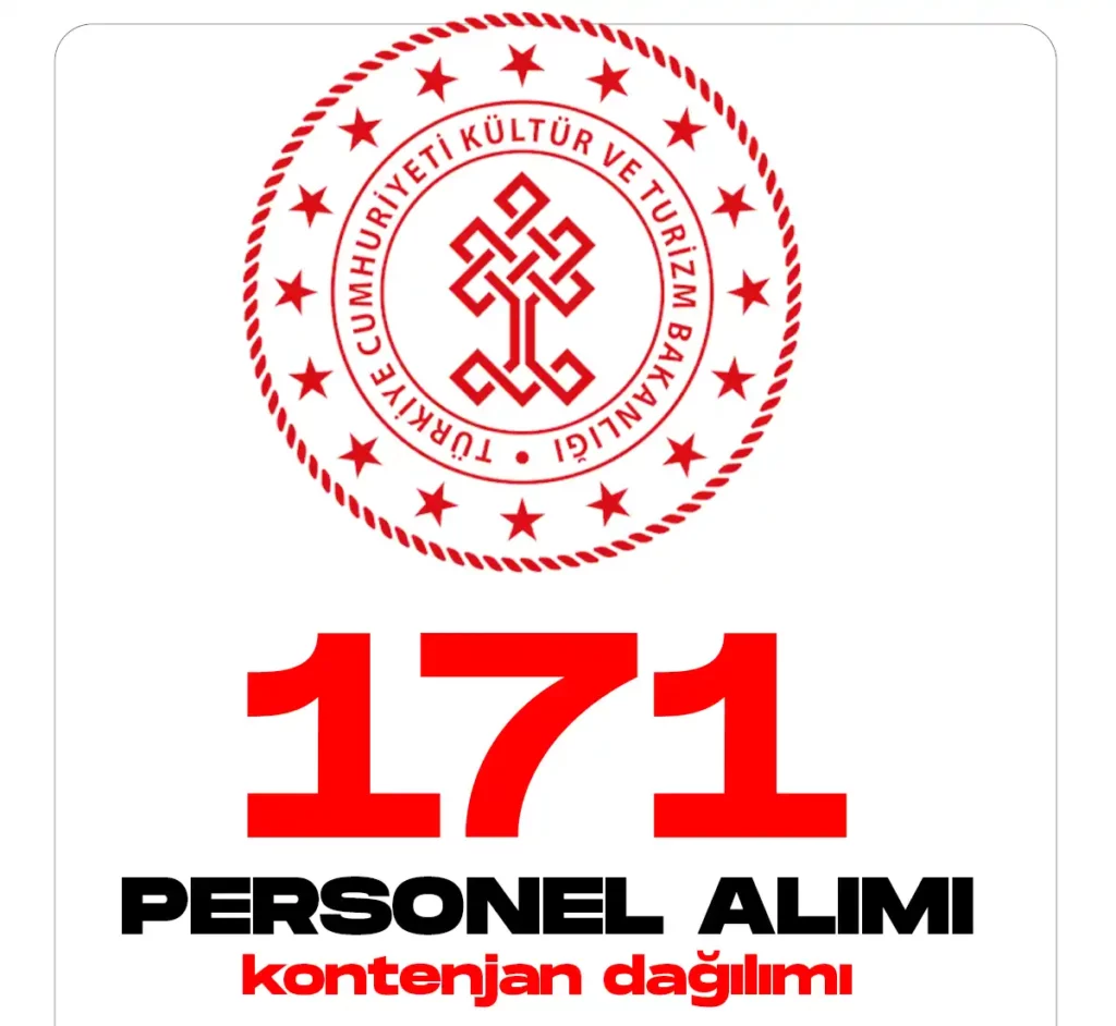 Kültür ve Turizm Bakanlığı 171 personel alımı başvuruları alınıyor.