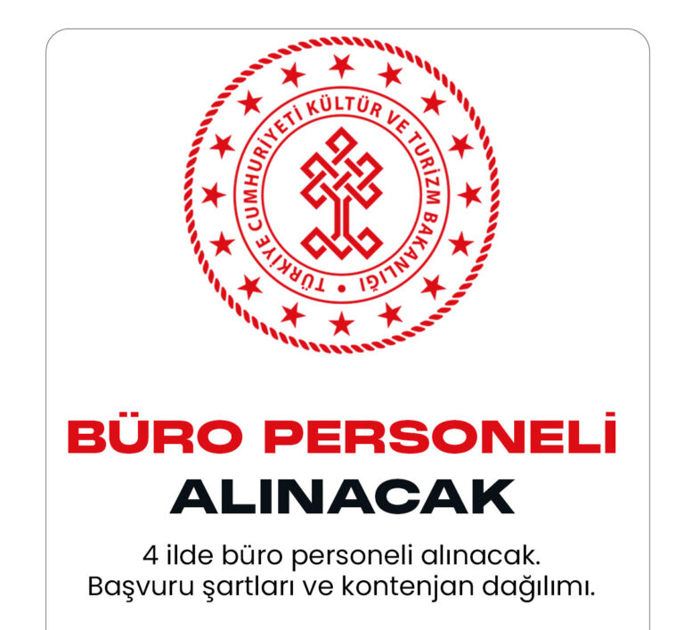 Kültür ve Turizm Bakanlığı Büro Personeli alımı duyurusu yayımlandı. 16 Ocak 2023 tarihli Resmi Gazete'de yayımlanan duyuruda Kültür ve Turizm Bakanlığına 121 sözleşmeli personel alımı yapılacağı kaydedildi. 121 personel alımında Büro Personeli için 26 kontenjan ayrıldığı görülüyor.