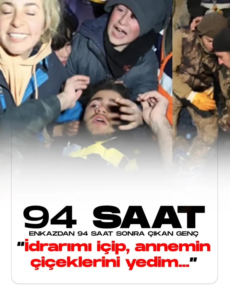 94 saat sonra enkazdan çıkan genç yaşadıklarını anlattı.