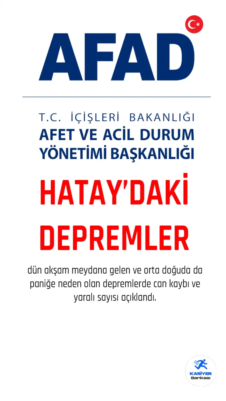 AFAD hataydaki depremlere ilişkin mesaj yayımaldı.