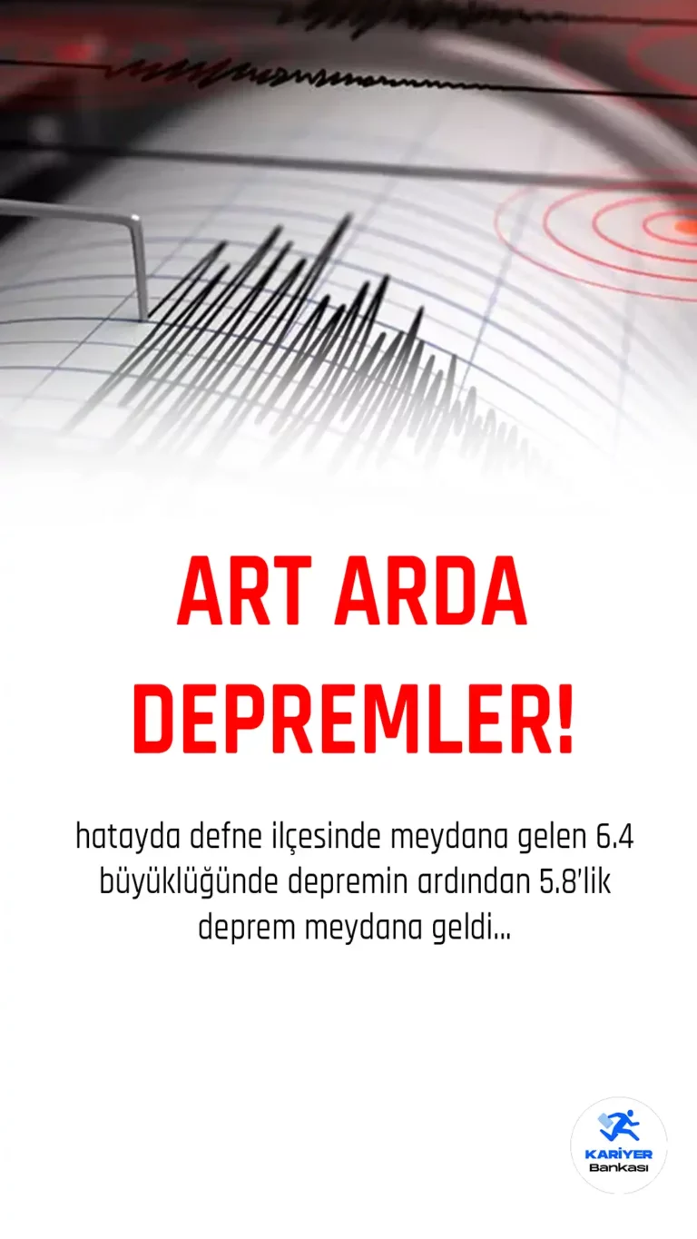 Hatay’da Art Arda Depremler Meydana Geldi