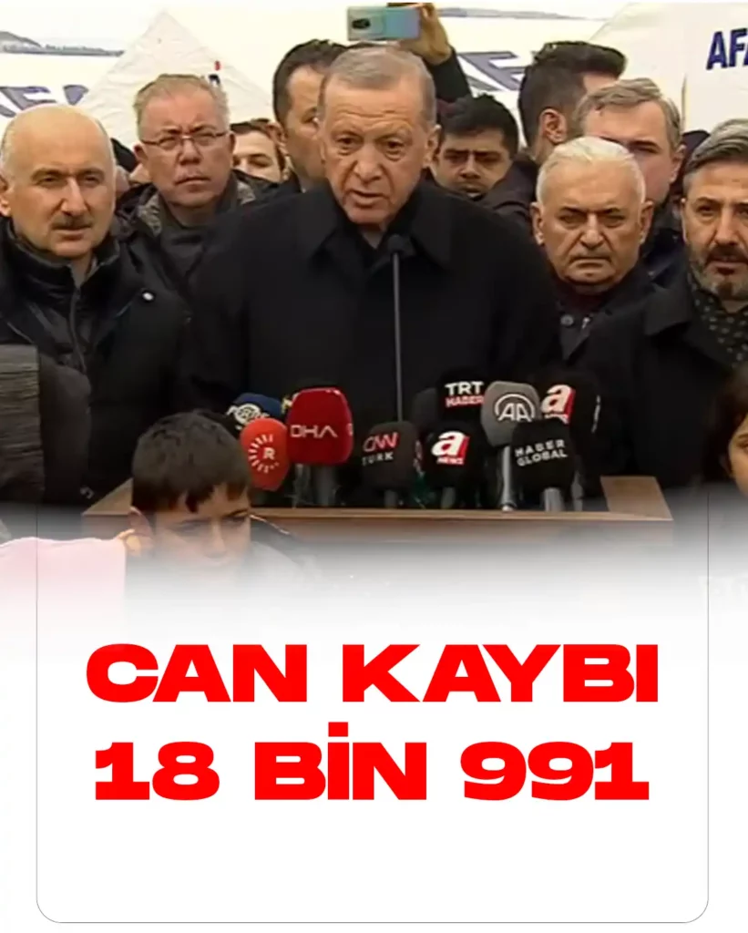 Depremde can kaybı 18 bin 991 oldu.