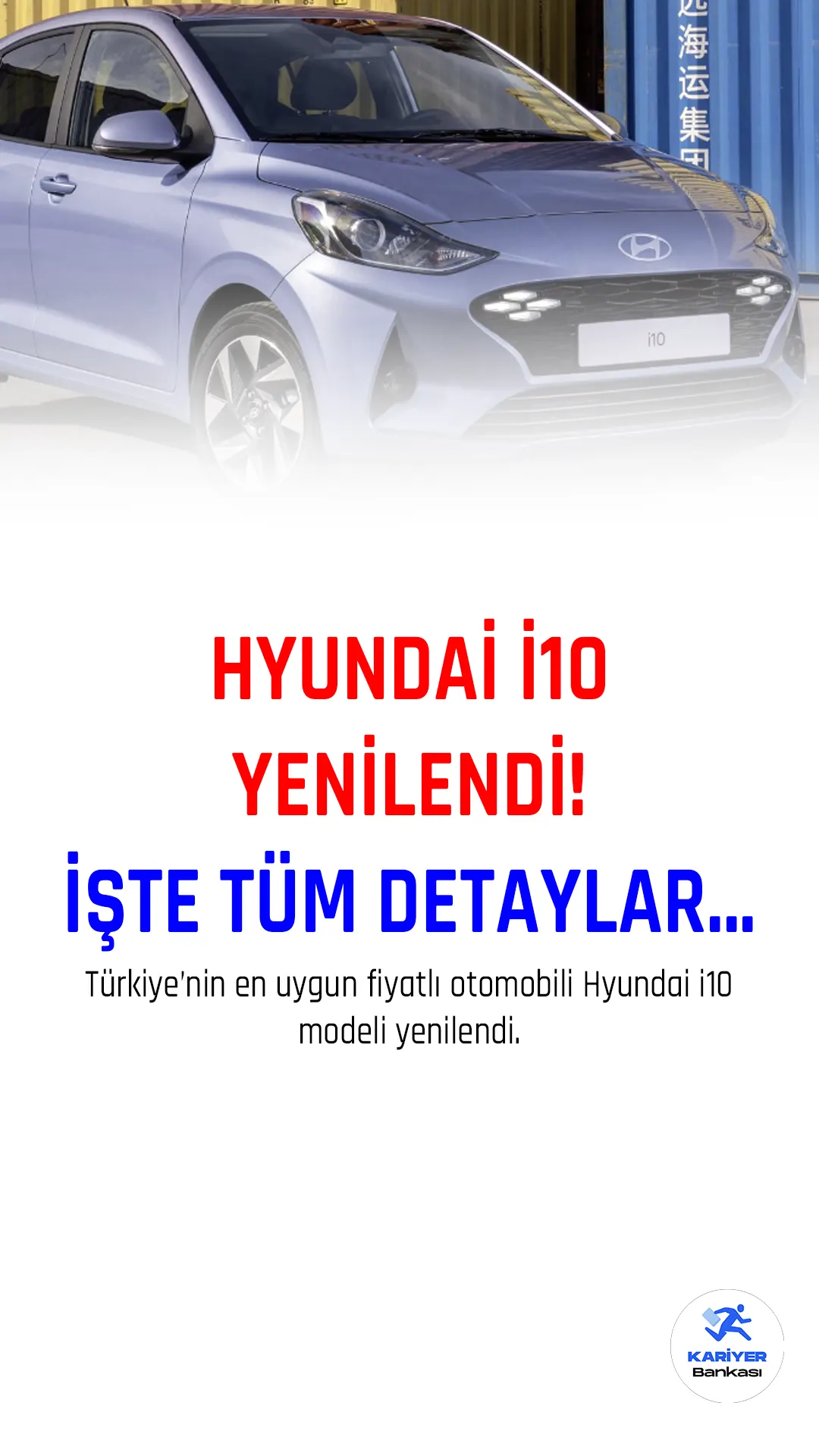 Hyundai, Türkiye'deki en uygun fiyatlı araç olan i10'u güncelledi. Tasarımında ufak tefek değişiklikler yapılan araç, donanım ve teknolojik özellikleriyle de yenilendi. Yeni 2023 model i10, son etkinlikte tanıtıldı. İşte yeni Hyundai i10 tüm detayları...