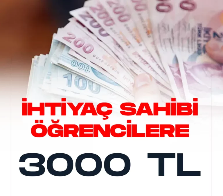 İhtiyaç sahibi öğrencilere 3000 TL devlet desteği.