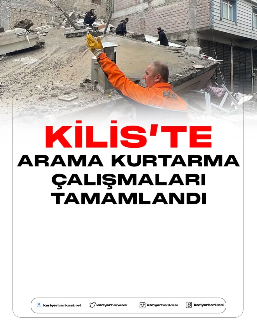 AFAD Kilis'te arama kurtarma çalışmalarını tamamladığını duyurdu