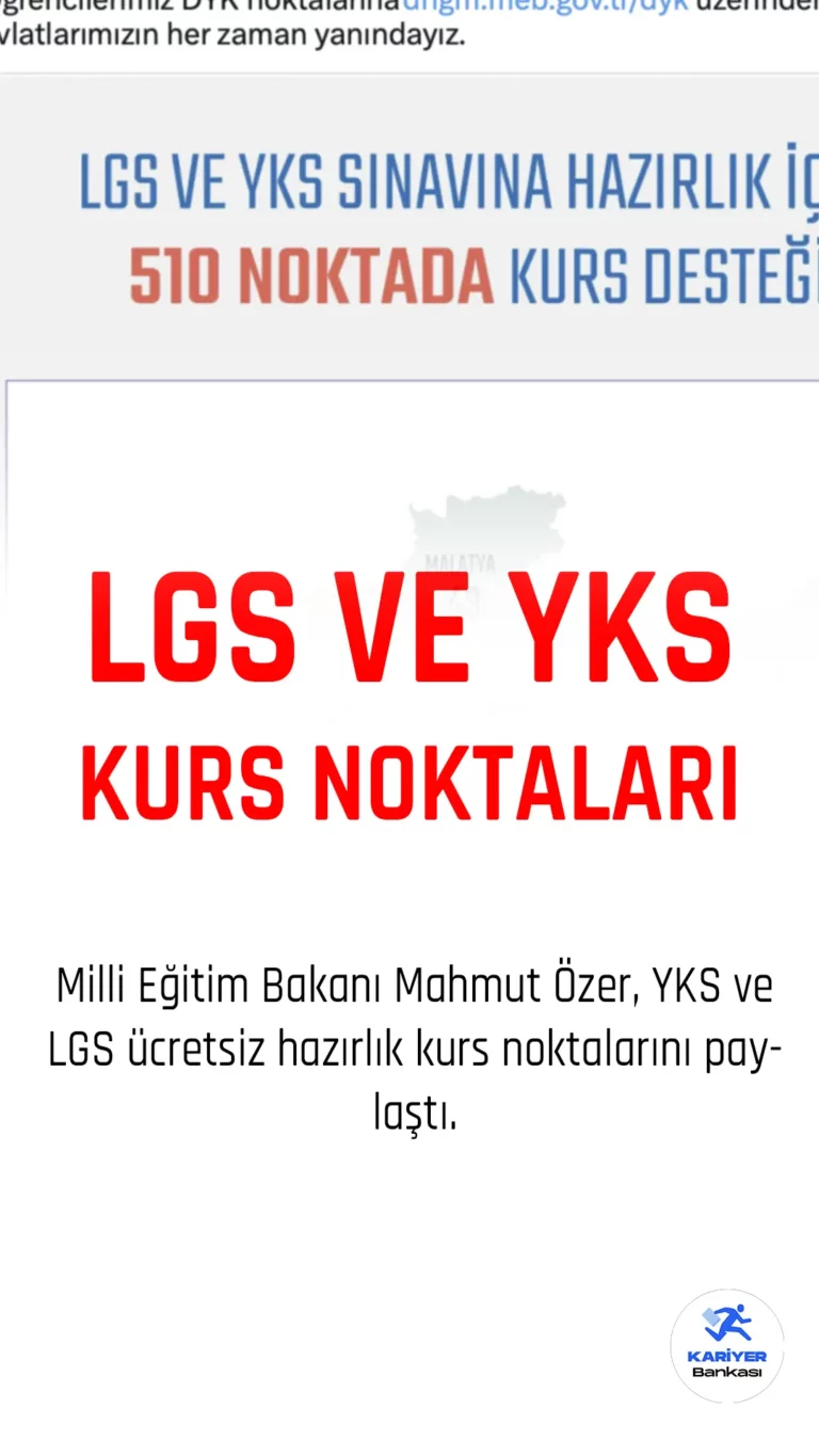 LGS ve YKS Hazırlık Kurs Noktaları Açıklandı