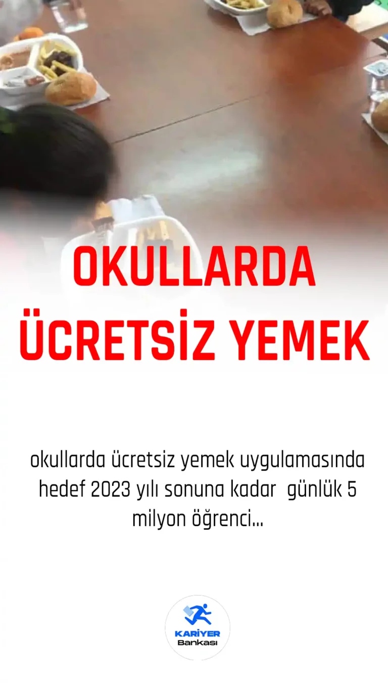 Okullarda ücretsiz yemek uygulamasında hedef 5 milyon