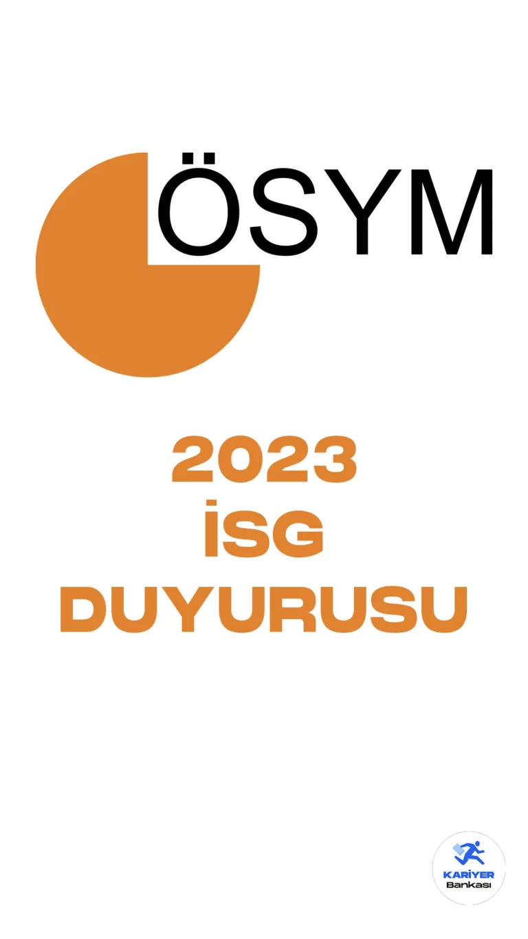 ÖSYM, 2023 İSG sınav ve başvuru tarihlerini duyurdu. ÖSYM'nin resmi internet sayfası olan www.osym.gov.tr adresinden yapılan duyuruda 2023 İSG'nin 6 Mayıs 2023 tarihinde uygulanacağı kaydedilirken, sınav başvurularının 27-30 Mart tarihleri arasında alınacağı aktarıldı.