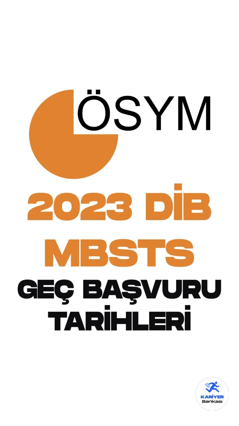 Diyanet İşleri Başkanlığı Mesleki Bilgiler Seviye Tespit Sınavı (2023 DİB MBSTS) için ilan edilen tarihlerde başvuru işlemlerini tamamlayamayan adaylar için geç başvuru işlemleri 30 Mart'ta gerçekleştirilecek.
