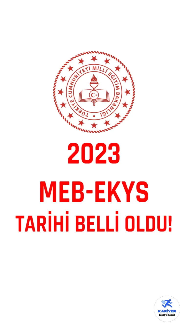 2023 MEB-EKYS tarihi belli oldu! Milli Eğitim Bakanlığı resmi sayfasından yayımlanan duyuruda, 2023 Milli Eğitim Bakanlığı Eğitim Kurumlarınca Yönetici Seçme Sınavı'nın (MEB-EKYS) 21 Mayıs 2023 tarihinde yapılacağı aktarıldı. Kahramanmaraş ve Malatya'da 2023-MEB-EKYS gerçekleştirilmeyeceği için daha önce bu illeri tercih eden adayların belirtilen sürede sınav merkezi tercihini güncellemeleri gerektiği kaydedildi.