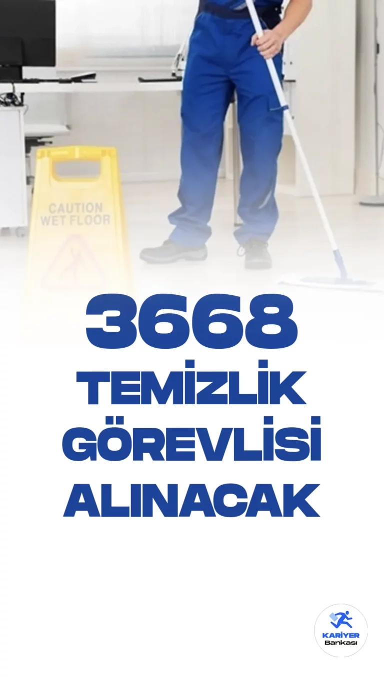 Türkiye İş Kurumu resmi sayfasından temizlik görevlisi alımı duyuruları yayımlandı. Özel sektör firmaları tarafından İŞKUR üzerinden yayımlanan duyurulara göre, 3668 temizlik görevlisi alımı yapılacağı aktarıldı. Başvuru yapacak adayların en az ilkokul mezunu olması aranan şartlar arasında yer alıyor. Her şirketin başvuru şartları farklılık gösterebilir. Bu nedenle adayların şartları dikkatlice incelemesi gerekmektedir.