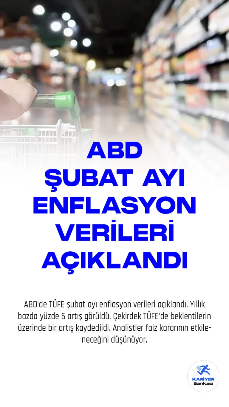 ABD'de TÜFE şubat ayı enflasyon verileri açıklandı. Yıllık bazda yüzde 6 artış görüldü. Çekirdek TÜFE'de beklentilerin üzerinde bir artış kaydedildi. Analistler faiz kararının etkileneceğini düşünüyor.