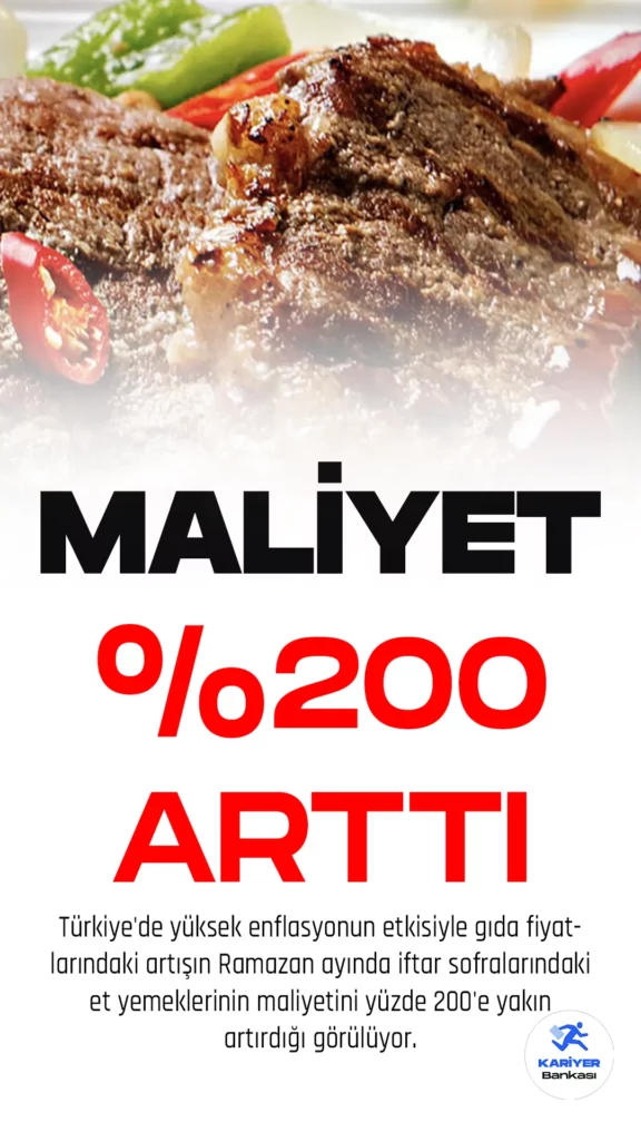 Türkiye'de yüksek enflasyonun etkisiyle gıda fiyatlarındaki artışın Ramazan ayında iftar sofralarındaki et yemeklerinin maliyetini yüzde 200'e yakın artırdığı görülüyor.